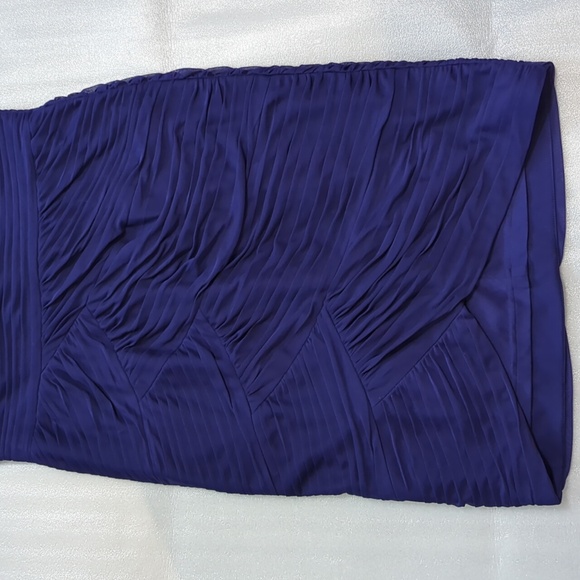 Adrianna Papell Women's Blue Chiffon Ruched Special Occasion Dress Size 12P - Picture 3 of 9